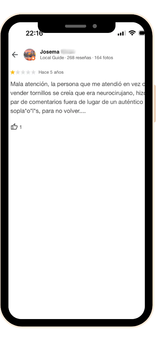 cartel deja un a reseña de google 